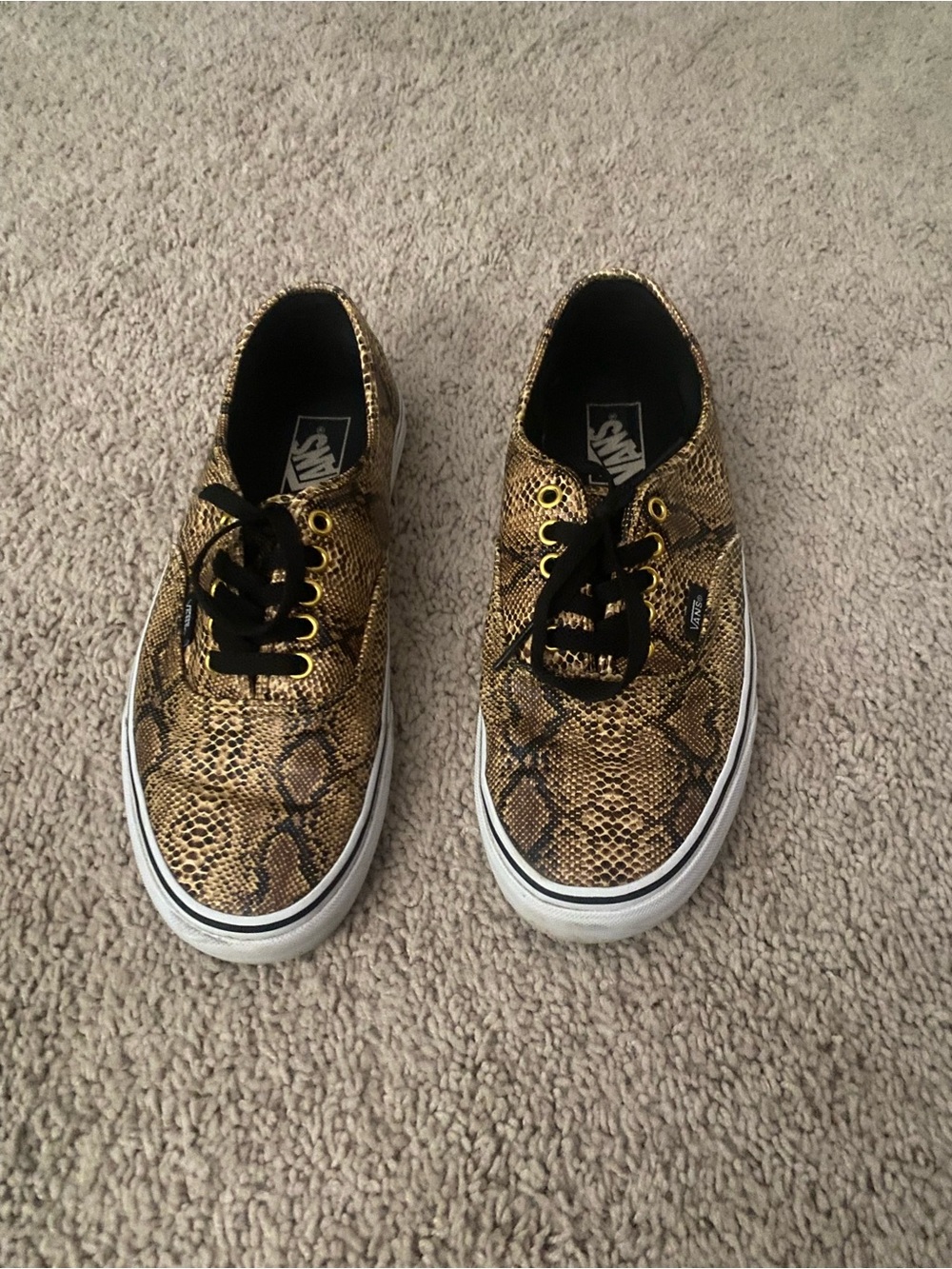 Vans Snake-Print Low-Top Sneakers - Gold and Black